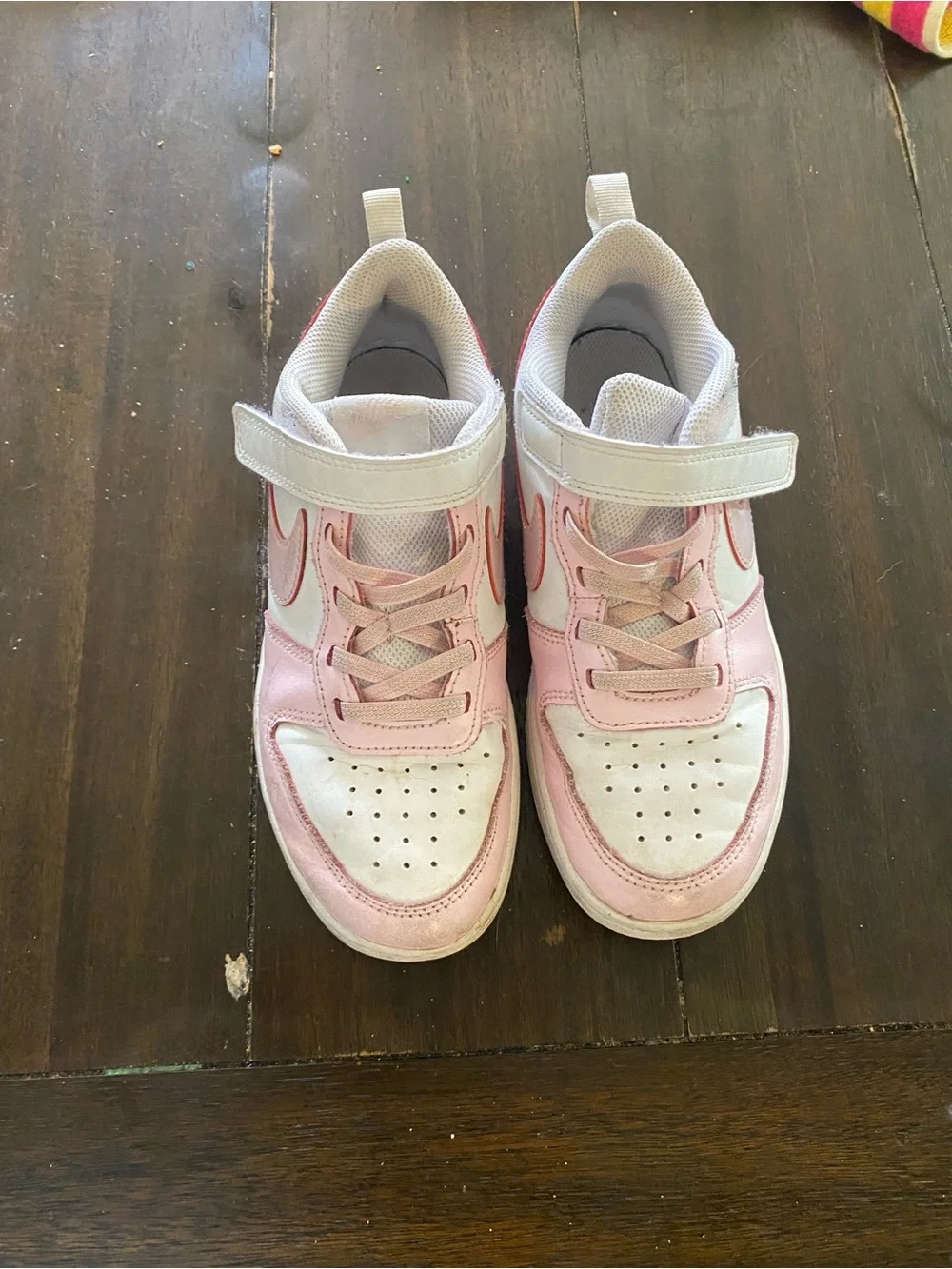 Nike Kids White and Light Pink High-Top Sneakers with Velcro Strap